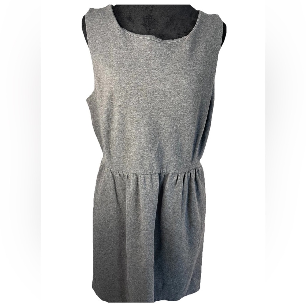 Gap ladies size Large Heather gray sleeveless cute summer‎ dress-midi-pockets